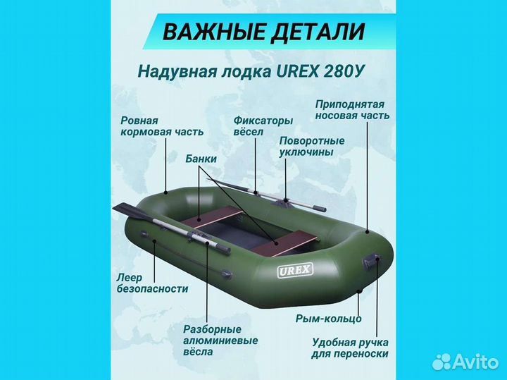 Лодка пвх надувная для рыбалки 280 см urex 280у