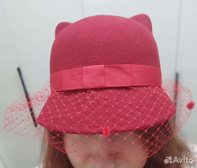 Шляпа с ушками 100 шерсть, фетр