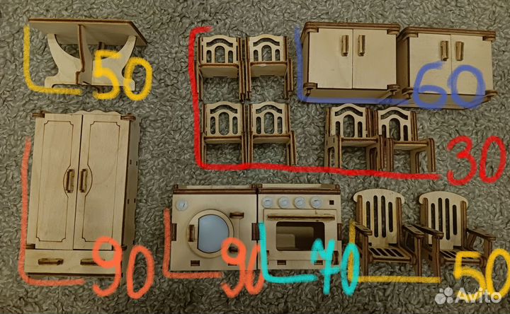 Деревянная мебель для игрушек