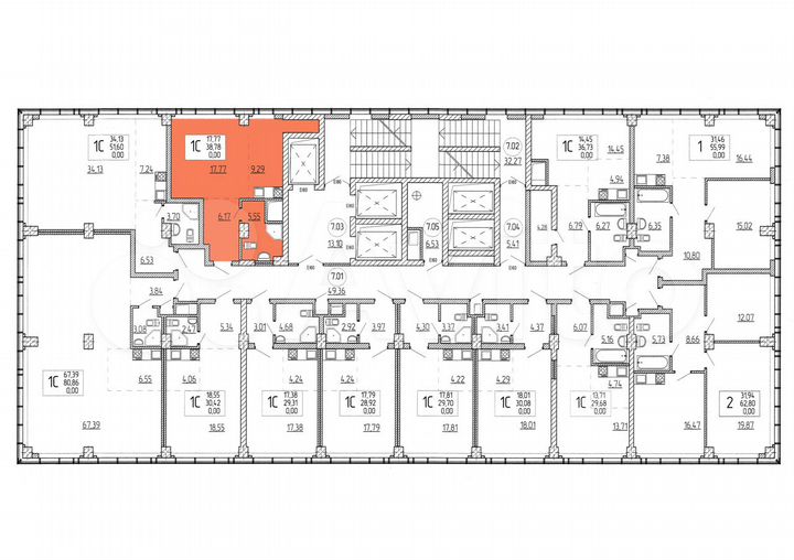 Своб. планировка, 37,2 м², 10/30 эт.