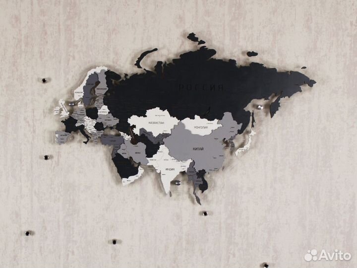 Карта мира из дерева на стену