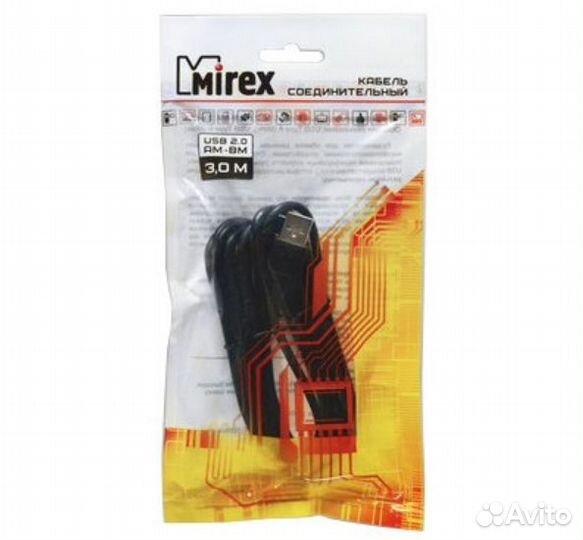 Кабель USB 2.0 AM-BM (принтерный), 1м, 1.8м, 3м