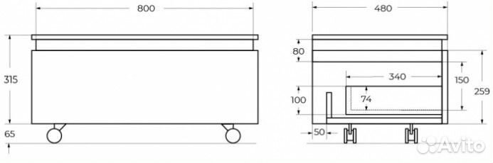 Тумба Cezares Slider 80 Bianco Opaco