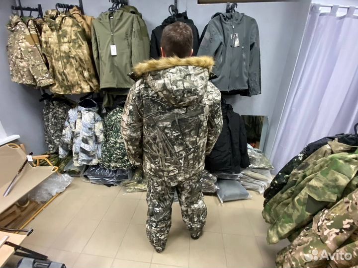 Зимний костюм с мехом камуфляж