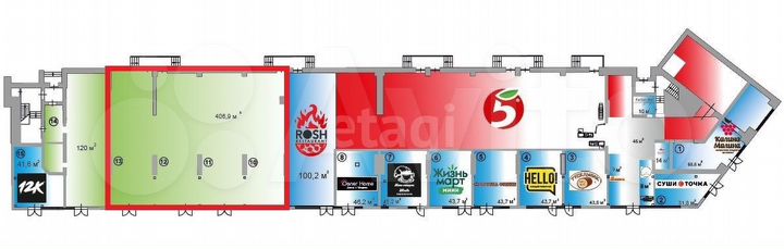 Сдам торговое помещение, 406 м²