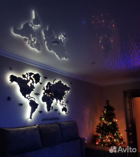 Интерьерная карта мира на стену