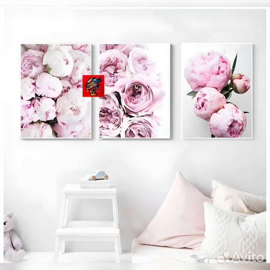 Современная картина цветы пионы