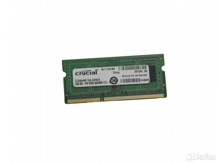 Модуль sodimm 2Gb (DDR3 1333MHz) Crucial CT25664BF