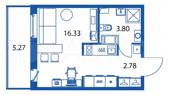 Квартира-студия, 24,5 м², 12/12 эт.