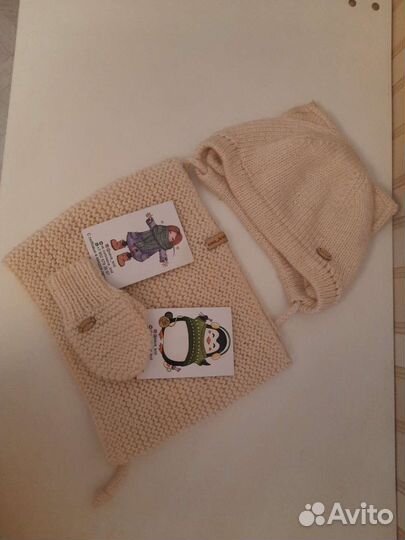 Шапка, рукавицы ручной работы carters пакетом