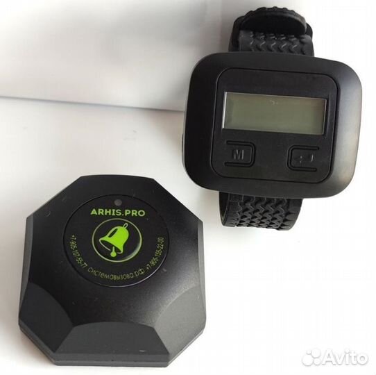 Кнопка вызова официанта Бургер черный и часы