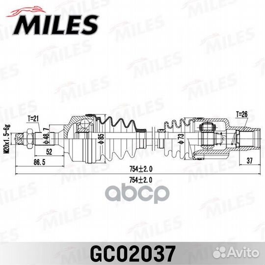 Привод в сборе правый citroen C3/C2 1.4 02- (GKN