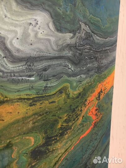 Картина интерьерная, акрил, в стиле Fluid Art