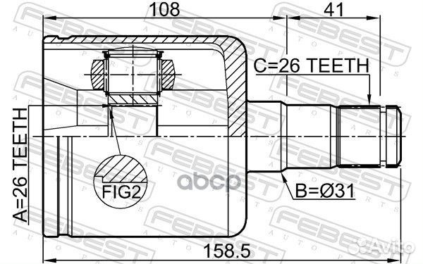 ШРУС внутренний левый 26х31х26 (volvo V50 2004)