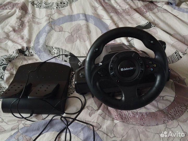 Игровой руль с педалями Defender forsage drift gt