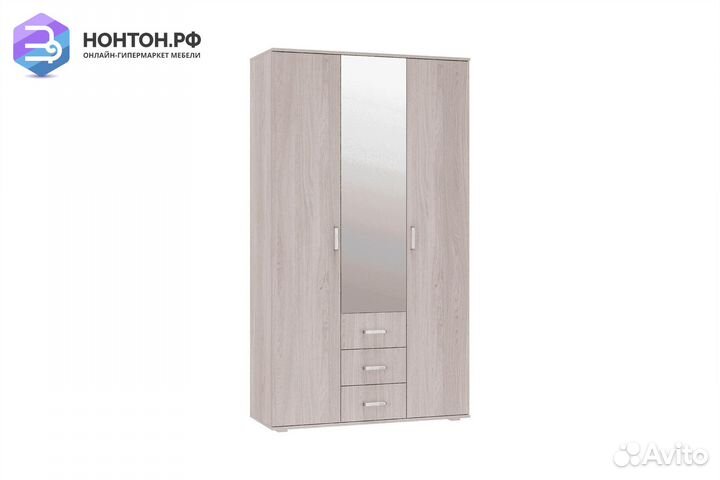 Шкаф трехстворчатый Белла ясень белый