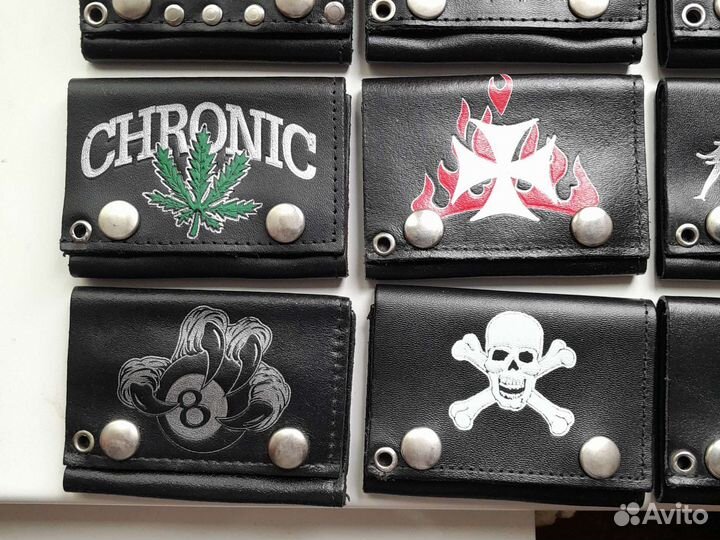 Кожаный байкерский бумажник на цепочке