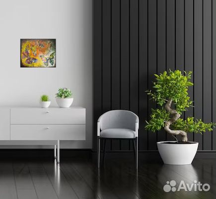 Картина маслом на холсте. Бабочки. Абстракция