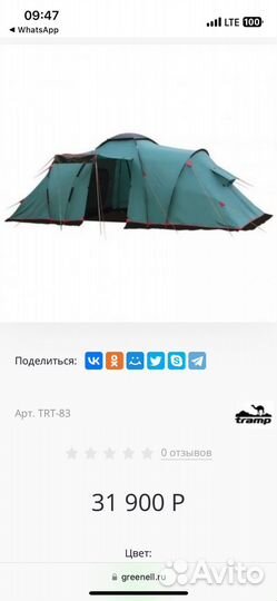 Палатка туристическая большая семейная