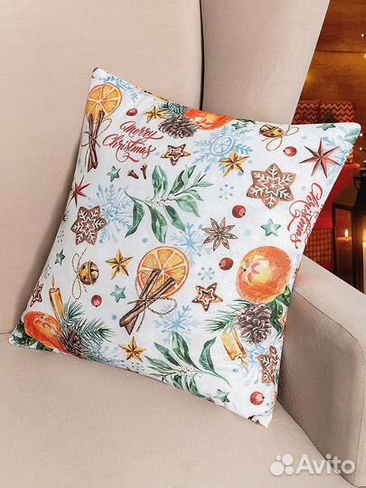 Декоративная подушка без молнии Омела 40х40 см, L