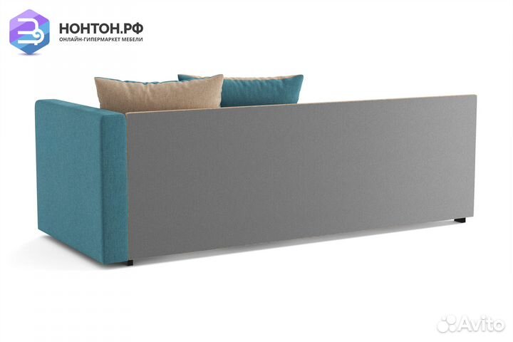 Диван Мальта синий / темно-бежевый