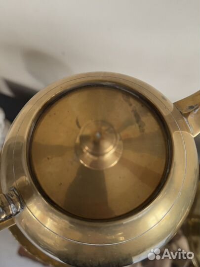 Чайник, подставка под чайник, блюдо латунь