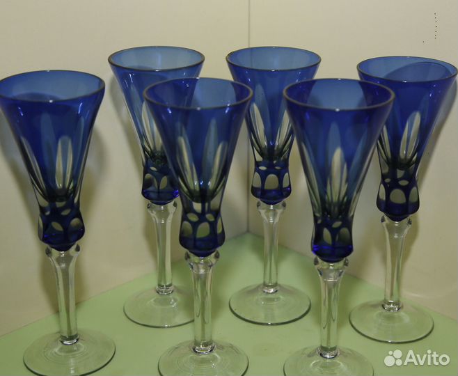 Бокалы цветной хрусталь 60 годы