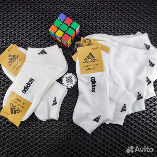 Носки короткие белые Adidas 10 шт