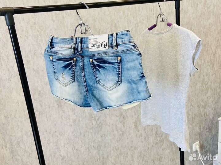 Джинсовые шорты футболка 146 152 158