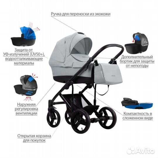 Коляска 2 в 1 bebetto magnum lux