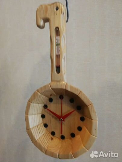 Часы настенные для бани с термометром