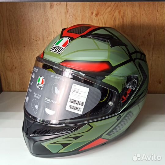 Мотошлем AGV K-3 E2206 decept matt Black/Green/Red