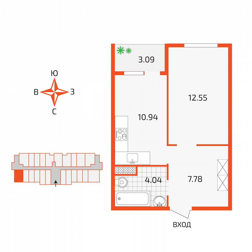 1-к. апартаменты, 36,5 м², 14/18 эт.