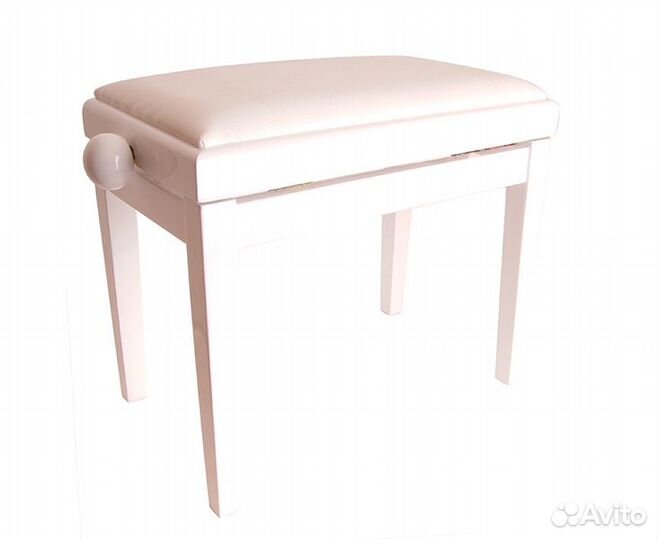 Банкетка белая для пианино с регулировкой высоты
