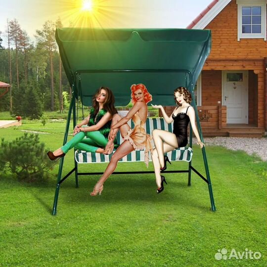 Качели для Троих с Крышей и Матрасом
