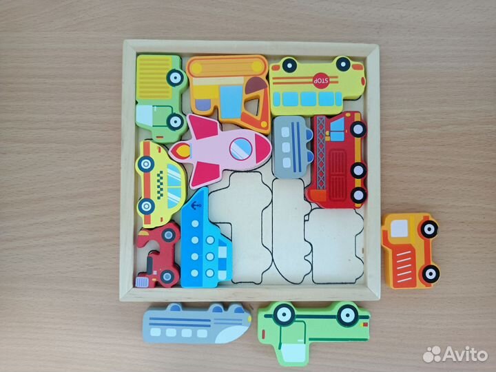 Деревянные пазлы машинки