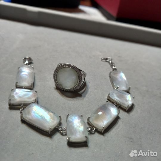 Серебряный браслет и кольцо с алпанитом