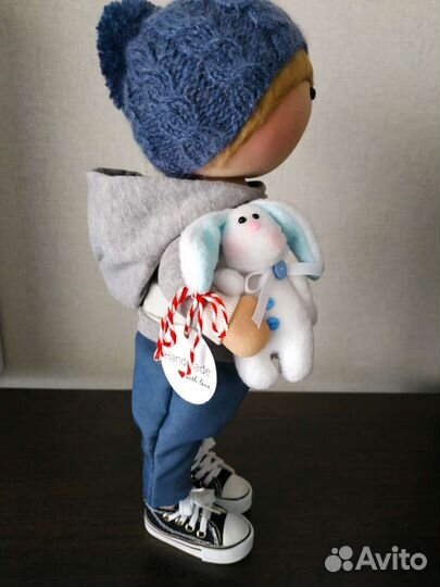 Кукла ручной работы мальчик и тильда Зайка