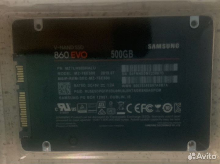 Samsung EVO860 500 gbssd