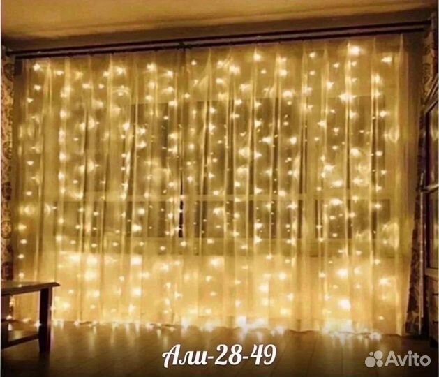 Новогодняя гирлянда штора