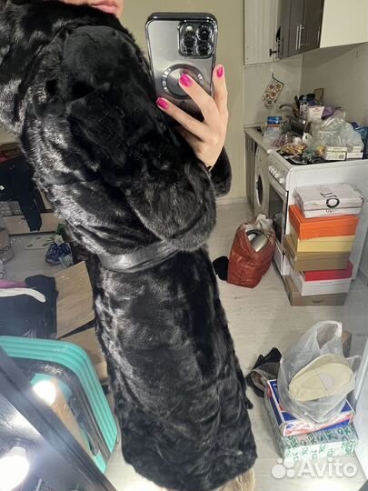 Шуба норковая с капюшоном