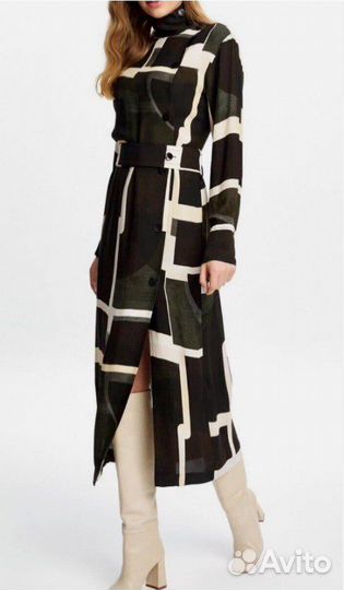 Комбинированное деловое платье Massimo Dutti