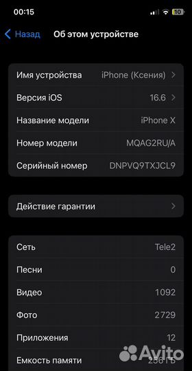 iPhone X, 256 ГБ