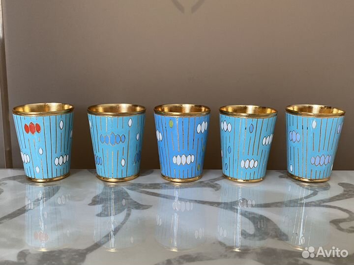 Два набора стопок Горячие эмали люм СССР