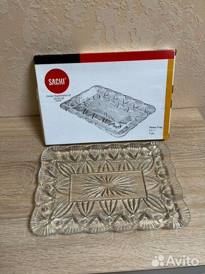 Тарелка стеклянная ваза блюдо 19х27см