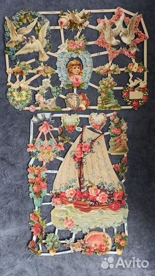 Дрезденский картонаж принты животные птицы цветы