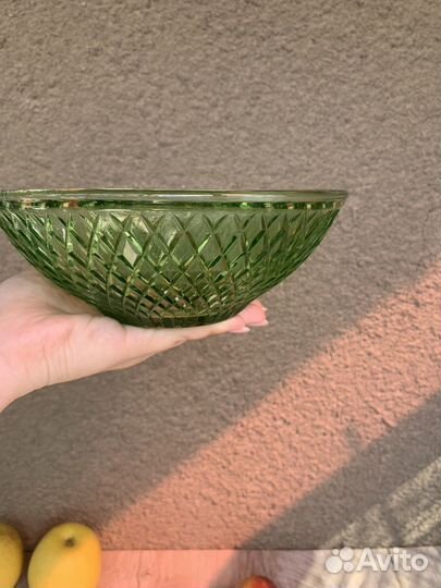 Ваза С геометрическим декором, стекло, пресс, СССР