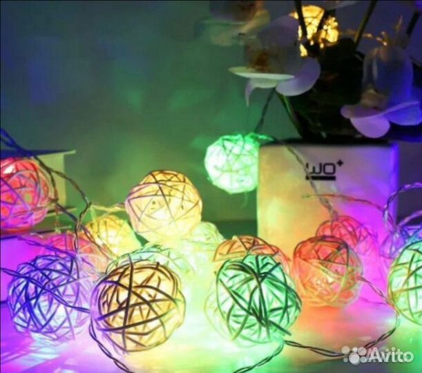 Гирдчнды для дома натуральный ротанг на батарейках