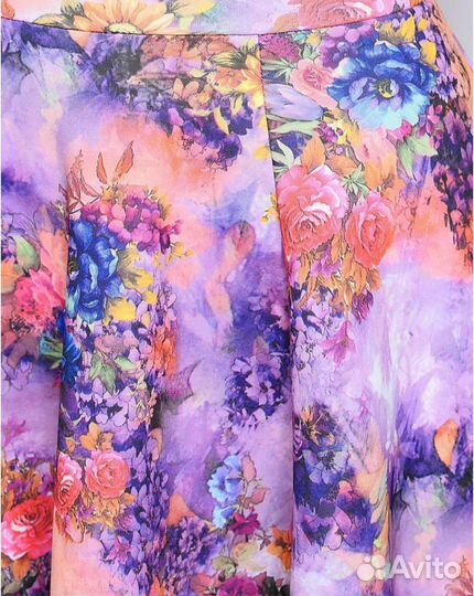 Красивая Юбка миди цветы размер 42 xs