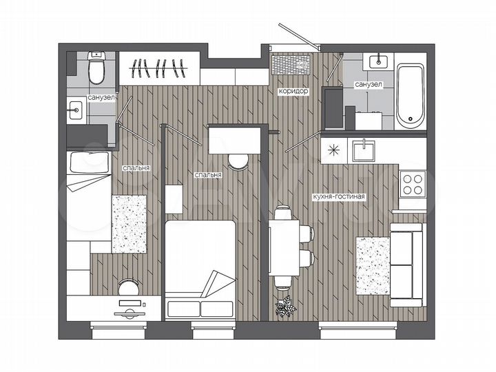 2-к. квартира, 44,9 м², 9/16 эт.
